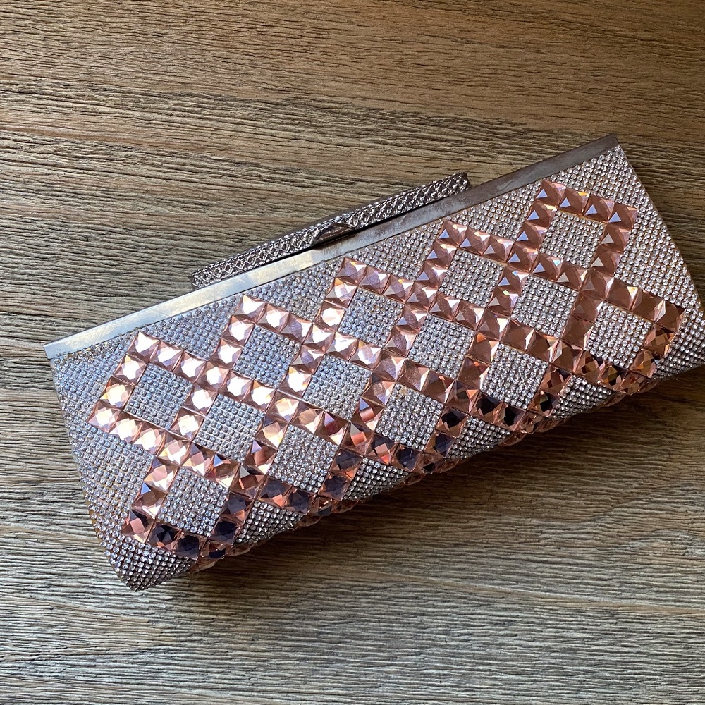 Rose Gold Rhinestone Clutch / Crossbody